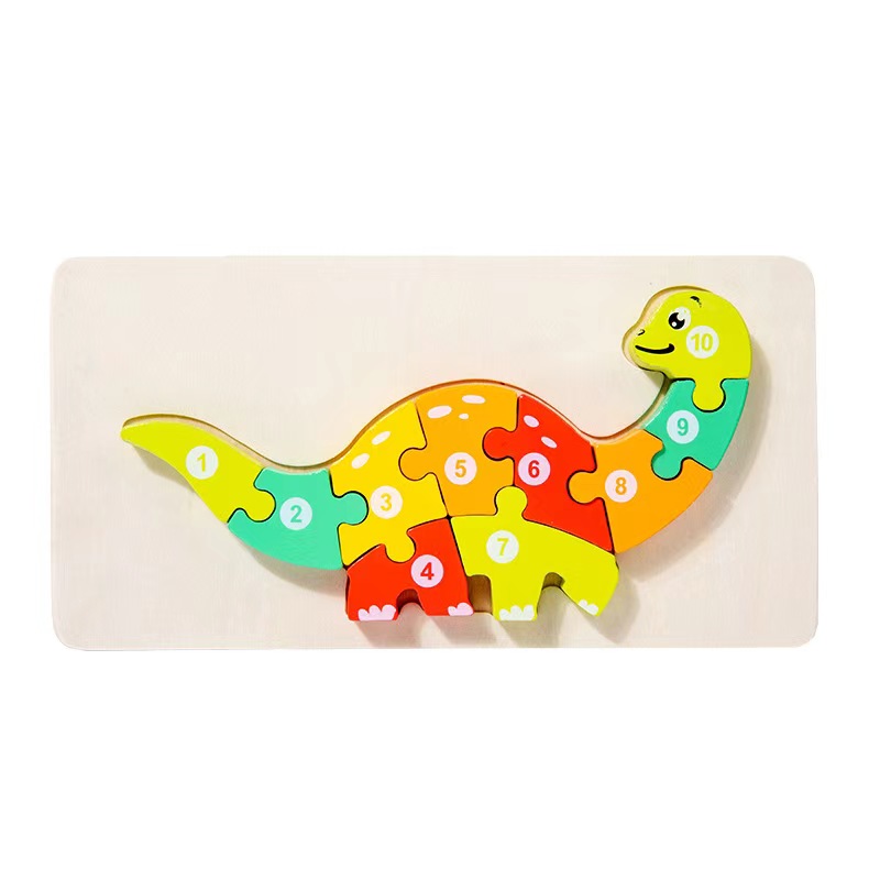 Wooden Cartoon Animal Digital Version 3D Puzzle Toy