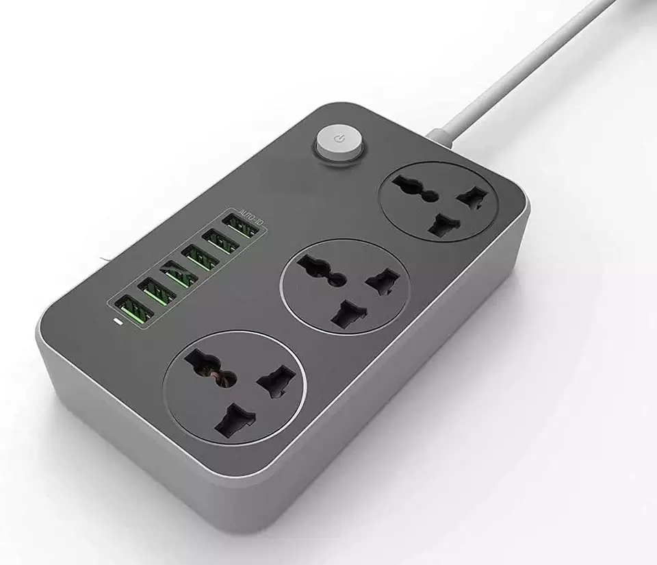 Power Strip, with USB Port 3-Way Socket 6 USB Port with 2M Bold Extension Surge Protector Perfect Safety, for Home
