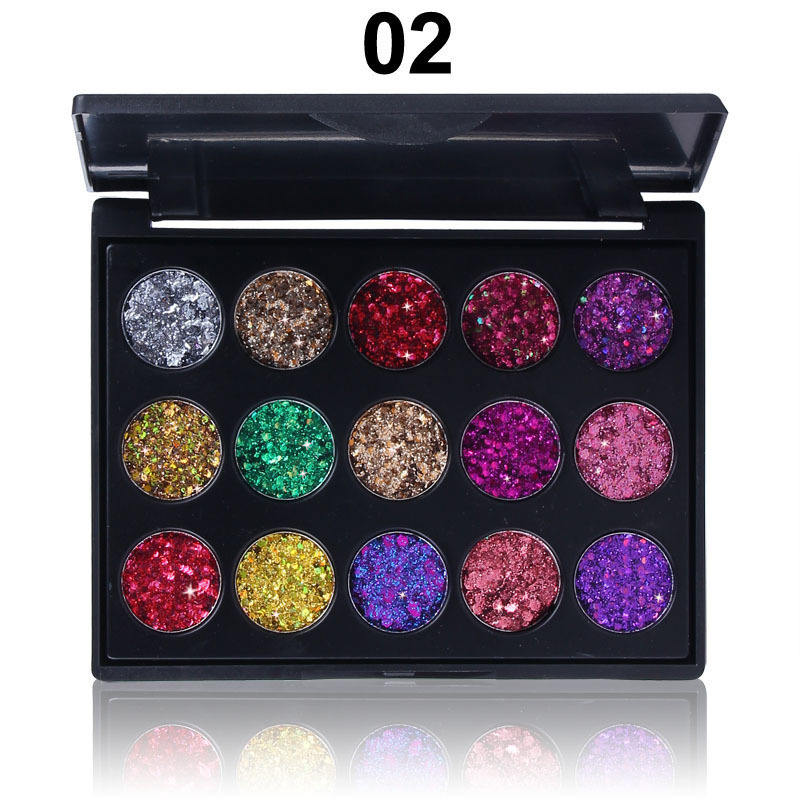 ALI89 Eyeshadow Palette, 15 Color Diamond Glitter Mineral Ingredients Waterproof Long Lasting, 