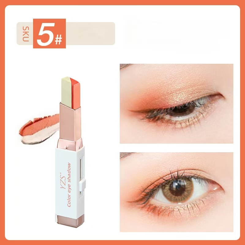 6 Colors Velvet Gradual Change Double Color Eye Shadow Stick