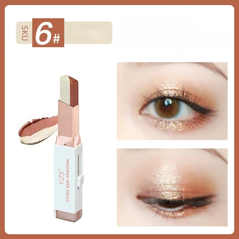 6 Colors Velvet Gradual Change Double Color Eye Shadow Stick