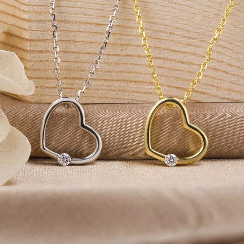 Fashion 14K Gold Plated 925 Sterling Silver Jewelry Flower Heart Pendant Chain Necklace