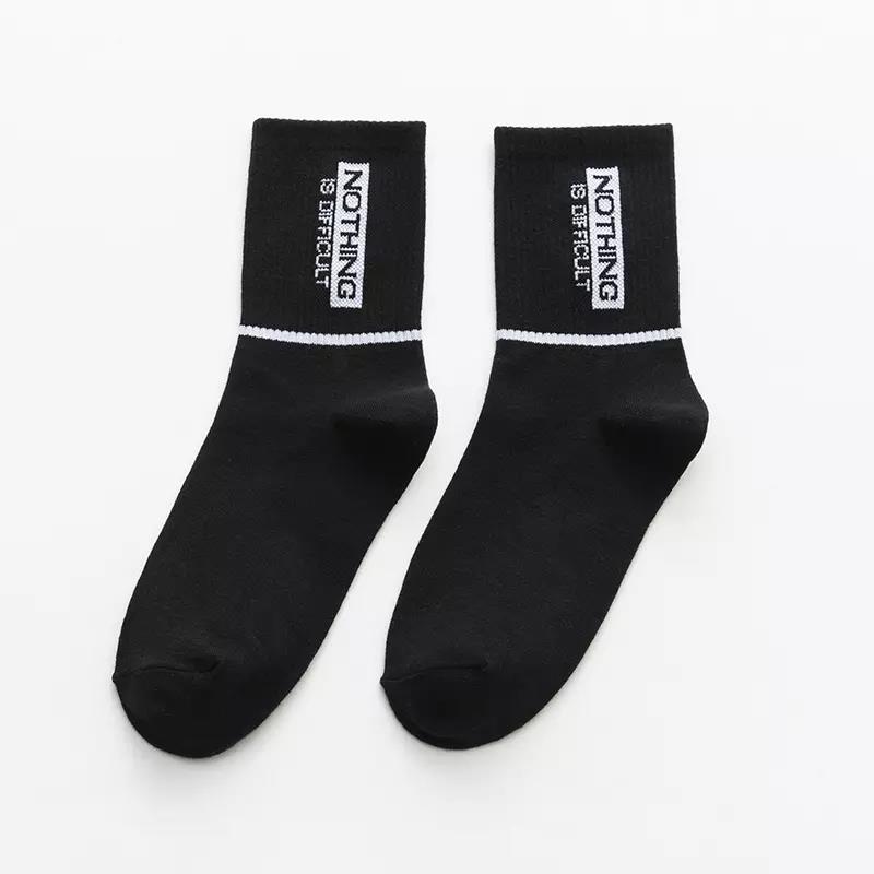 Cotton Crew Socks Athletic Plain Sporty Men Socks