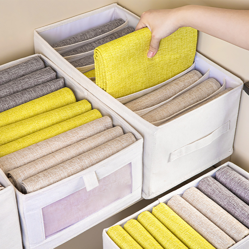 Hot selling Foldable Visible Clothes Storage Box Wardrobe Clothing Organizing Box Drawer Jeans Storage Box