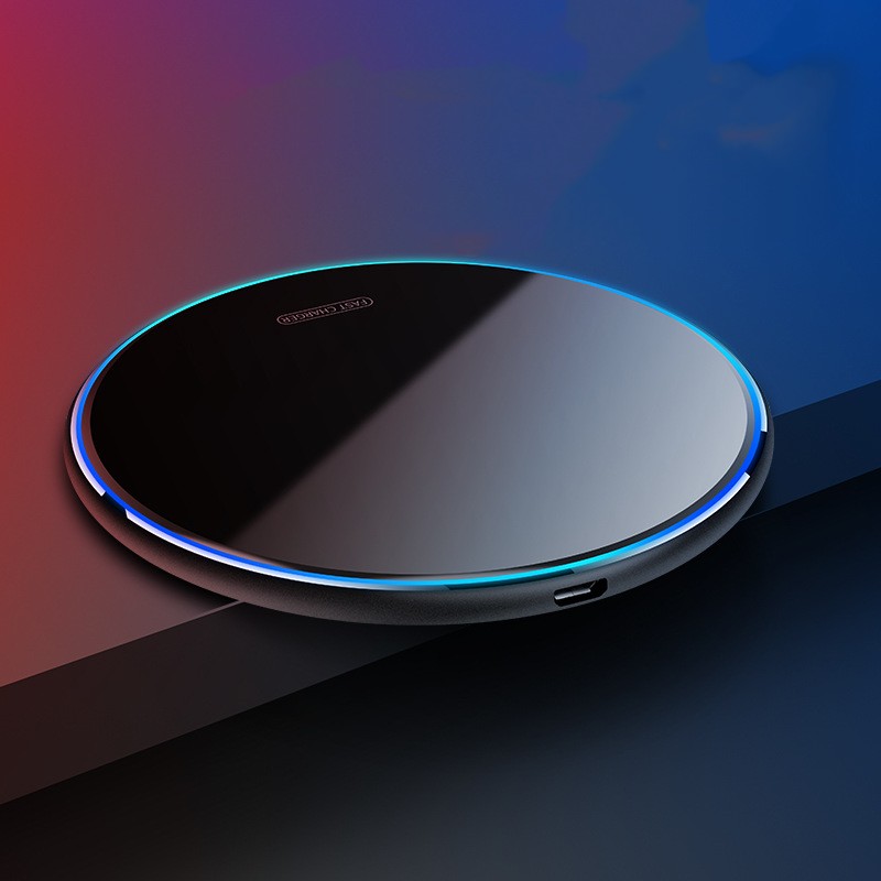 Wireless Charger 10W Ultra-Thin Aluminum Alloy Fast Charging Circular Transmitter Qi Mirror Fast Charging Plate