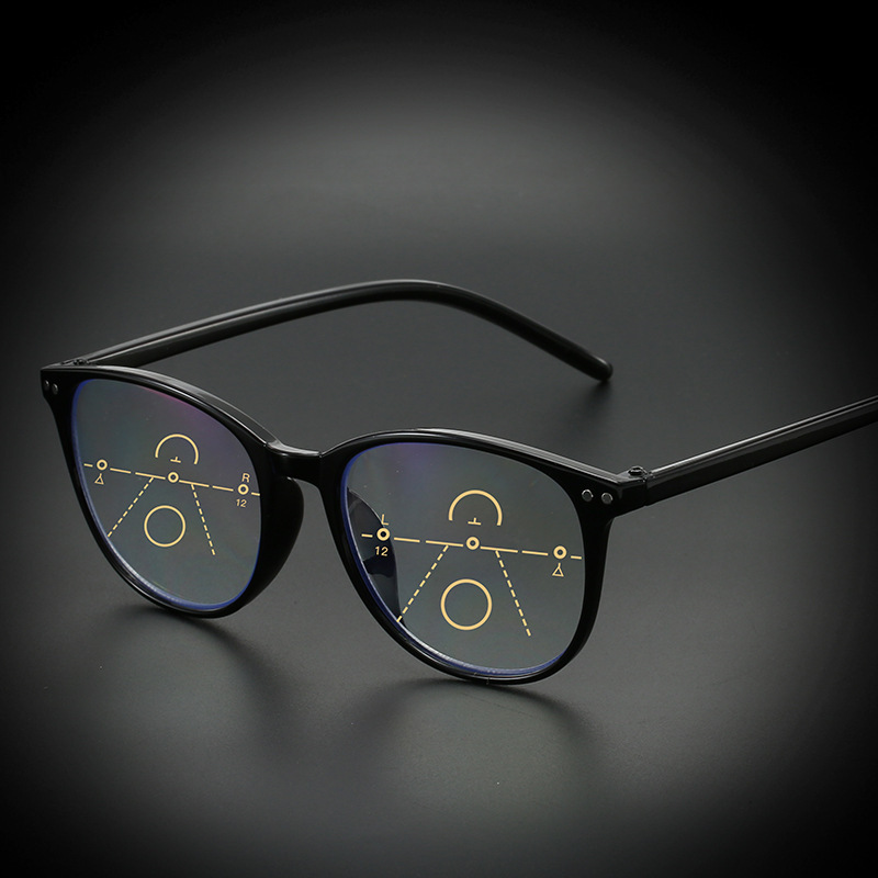 New retro anti-blue progressive multi-focus elderly reading glasses ladies large frame rice nail zoom glasses