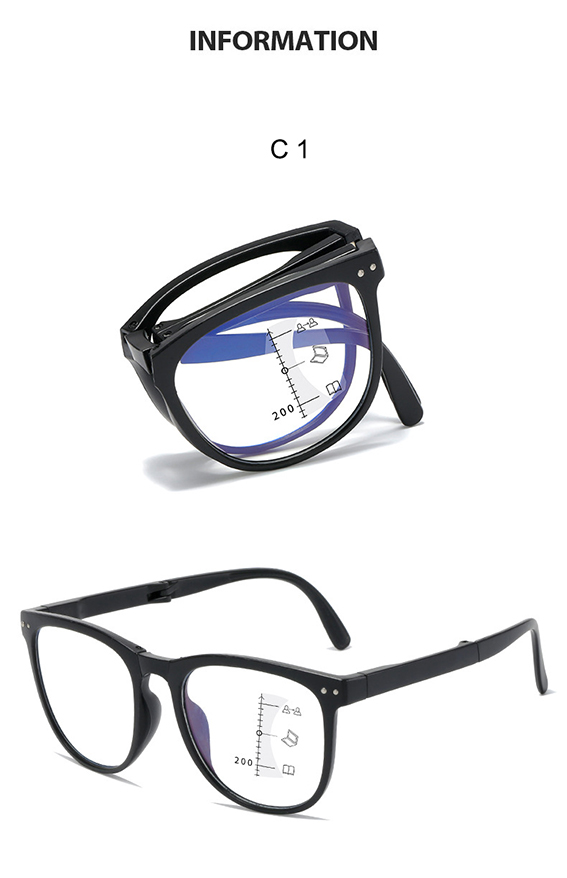 Foldable portable multi-focus anti-blue reading glasses for men and women full frame look far look near reading glasses