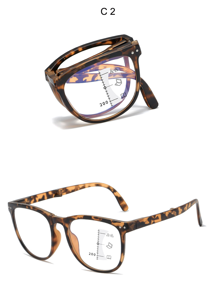 Foldable portable multi-focus anti-blue reading glasses for men and women full frame look far look near reading glasses