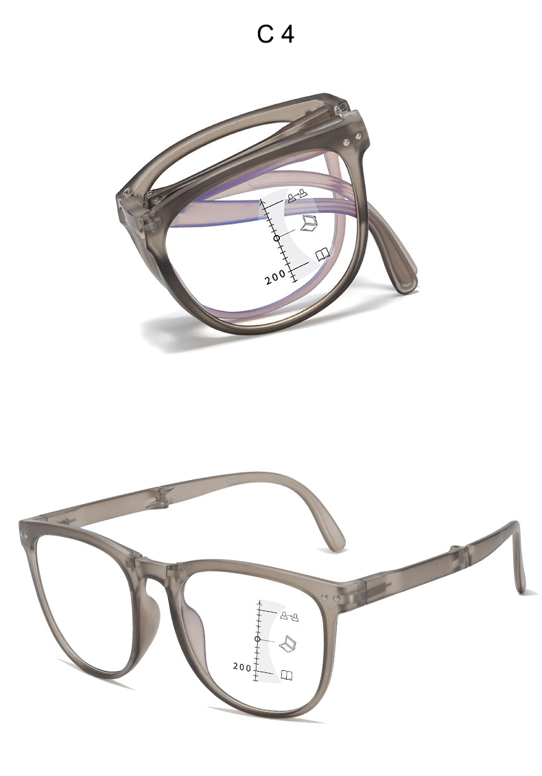 Foldable portable multi-focus anti-blue reading glasses for men and women full frame look far look near reading glasses
