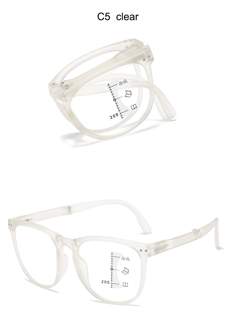 Foldable portable multi-focus anti-blue reading glasses for men and women full frame look far look near reading glasses