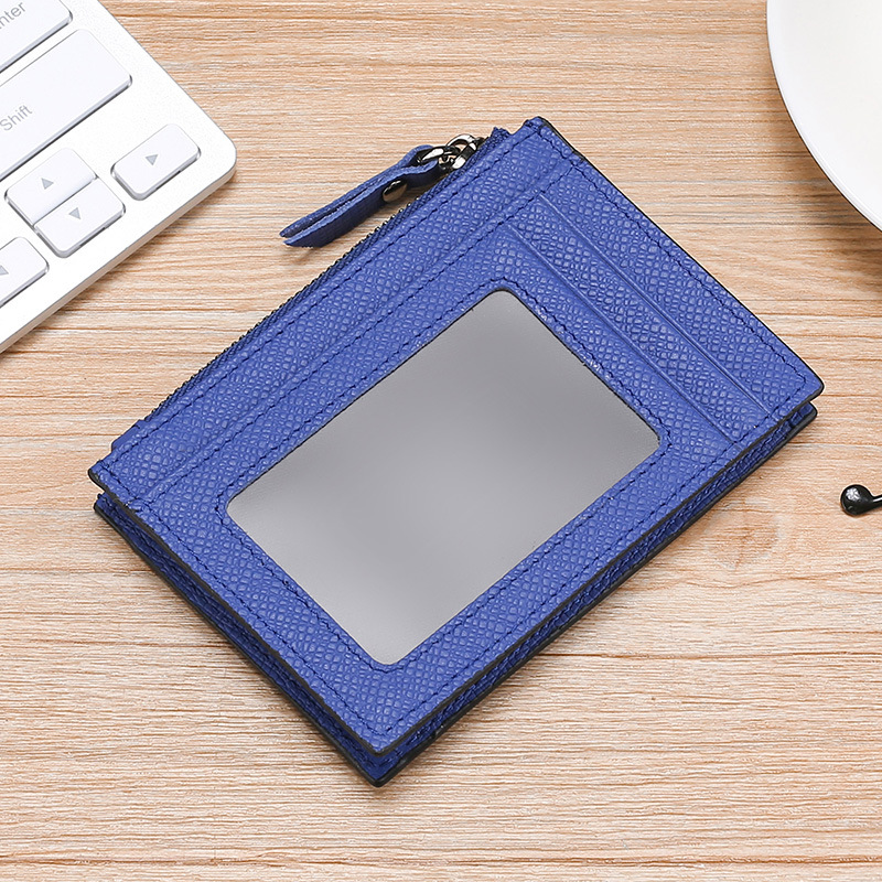 Leather mini ultra-thin card holder Card bag RFID anti-magnetic bovine pickup sleeve zipper purse
