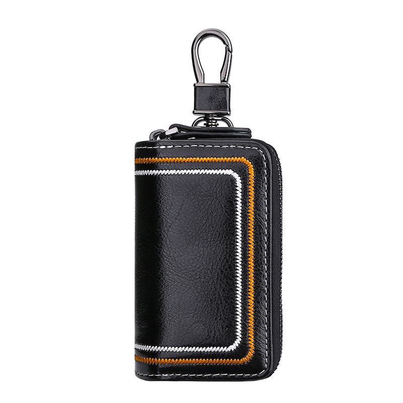 New leather car key bag Multi-functional cowhide door key bag Fashion embroidery thread key bag