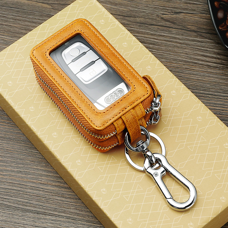 Double layer multi-functional car key case Leather double layer family car key case