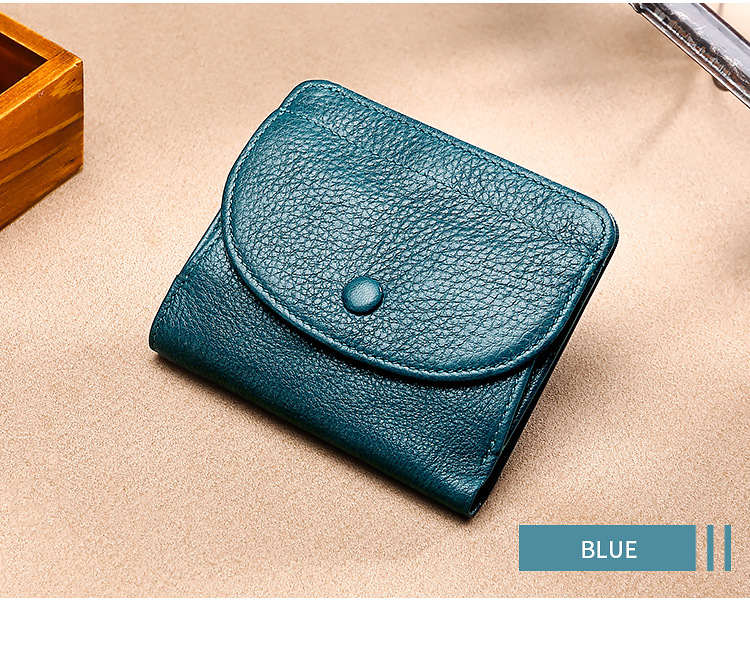 Hot coin change Baotou layer natural drop pattern leather solid color buckle small wallet leather wallet