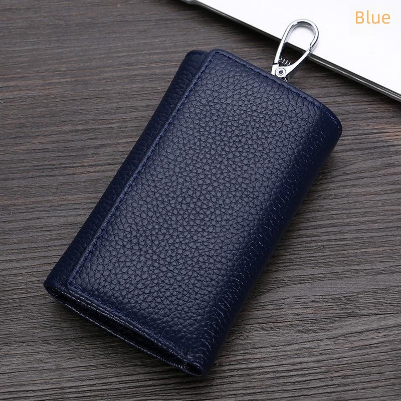 Leather key bag Men's and women's multi-functional three-fold wallet Leather key chain bag card position coin wallet