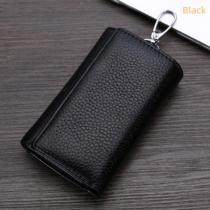 Leather key bag Men's and women's multi-functional three-fold wallet Leather key chain bag card position coin wallet