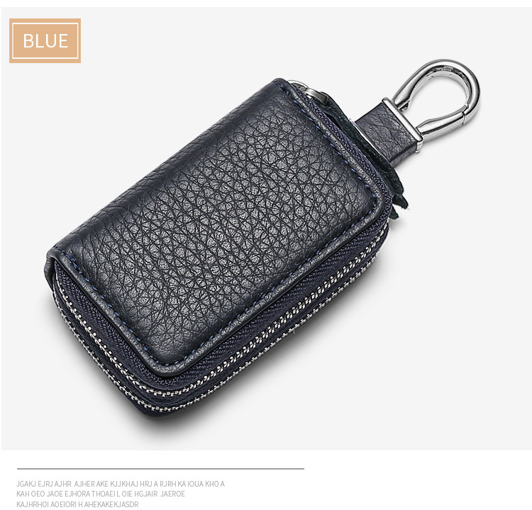 Multi-function double zip car key case Men's leather cowhide key case General Motor key case
