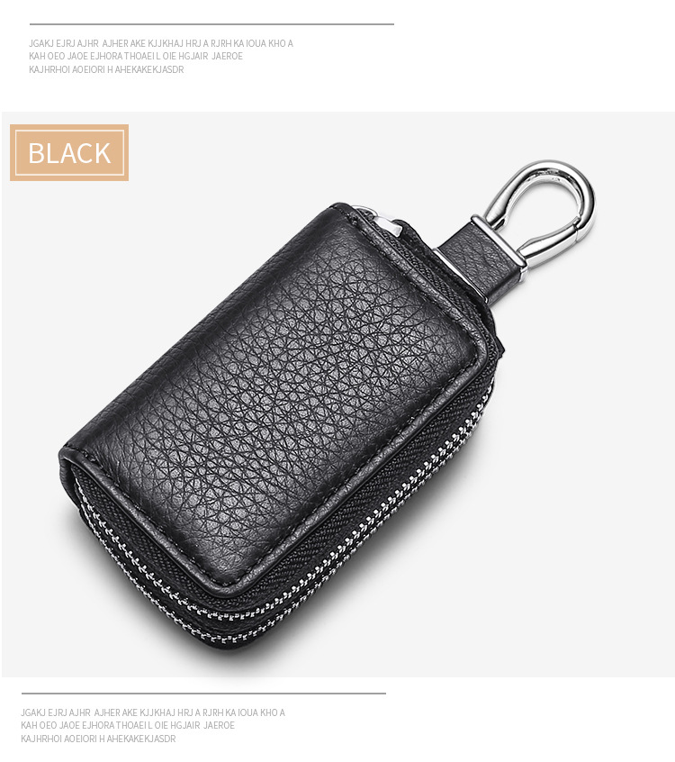 Multi-function double zip car key case Men's leather cowhide key case General Motor key case