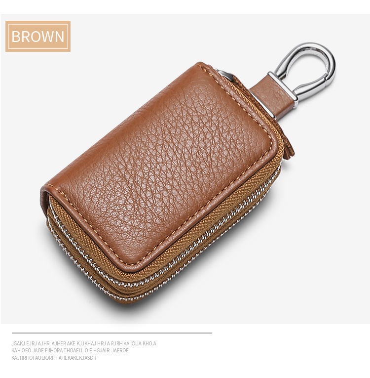 Multi-function double zip car key case Men's leather cowhide key case General Motor key case