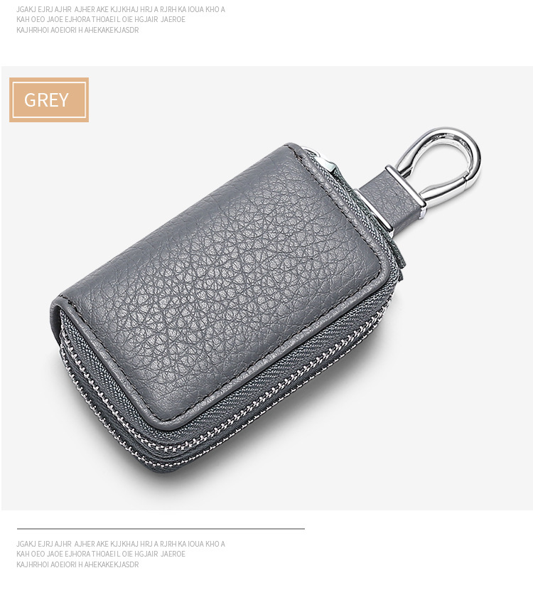 Multi-function double zip car key case Men's leather cowhide key case General Motor key case