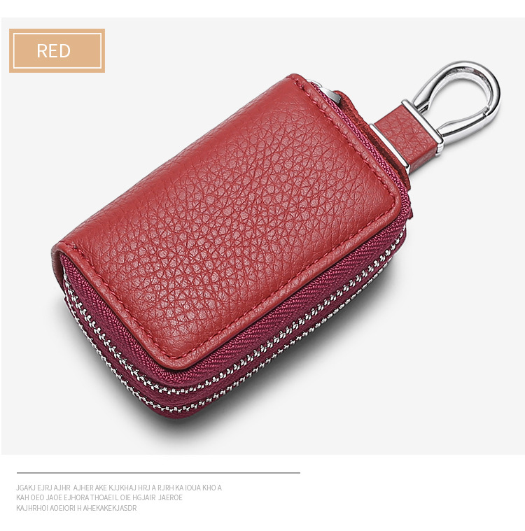 Multi-function double zip car key case Men's leather cowhide key case General Motor key case