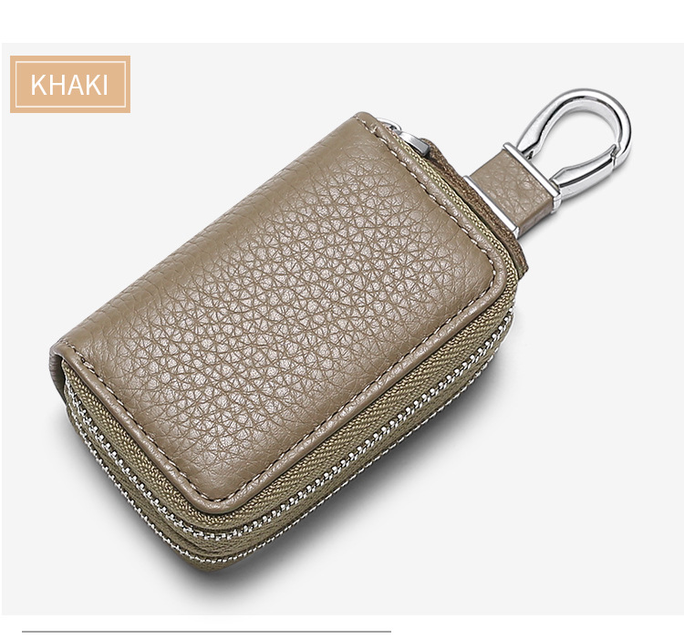 Multi-function double zip car key case Men's leather cowhide key case General Motor key case