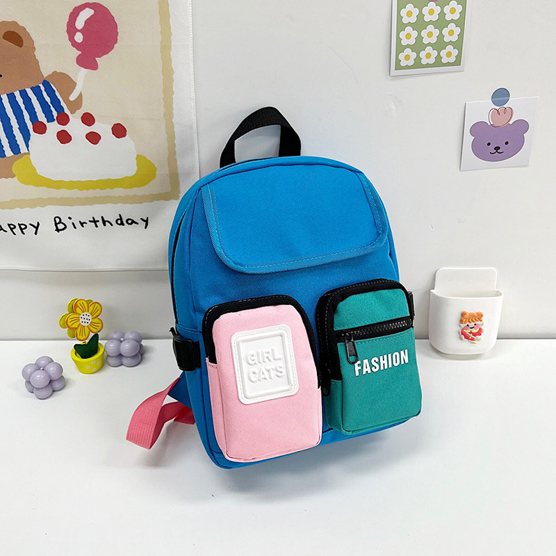 Children's schoolbag ins trend children's backpack personality contrast color fashion girls backpack