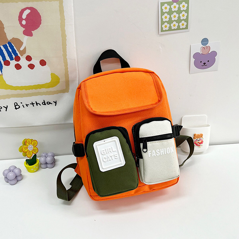 Children's schoolbag ins trend children's backpack personality contrast color fashion girls backpack
