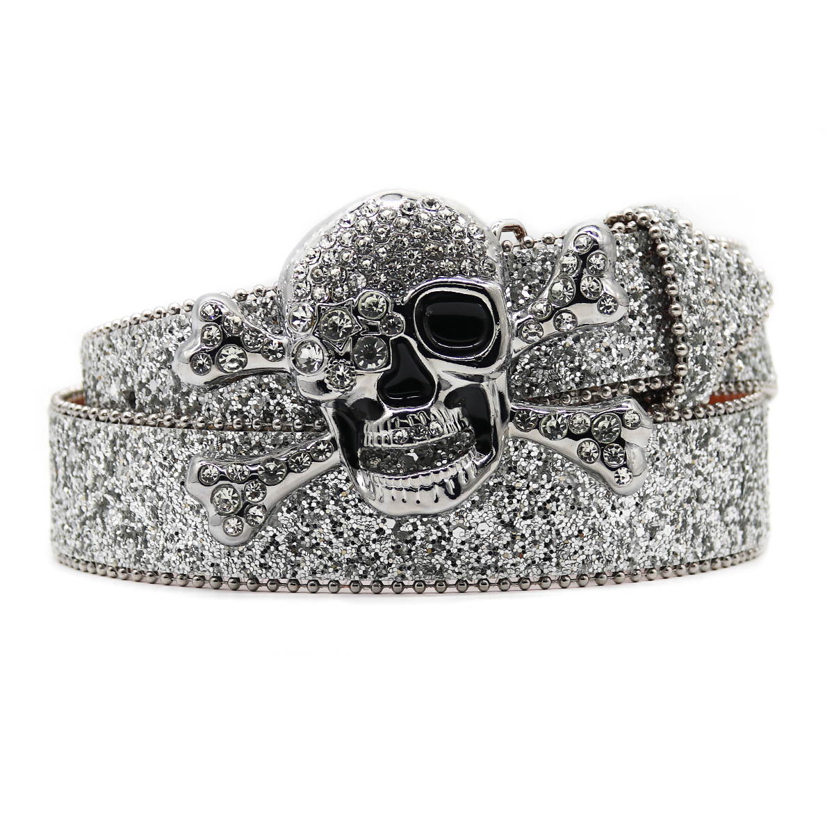 Big Skull Hand Rhinestone Belt Men Shine Rhinestone Belt Hip Hop Punk Personality Trend (Flash Strap)