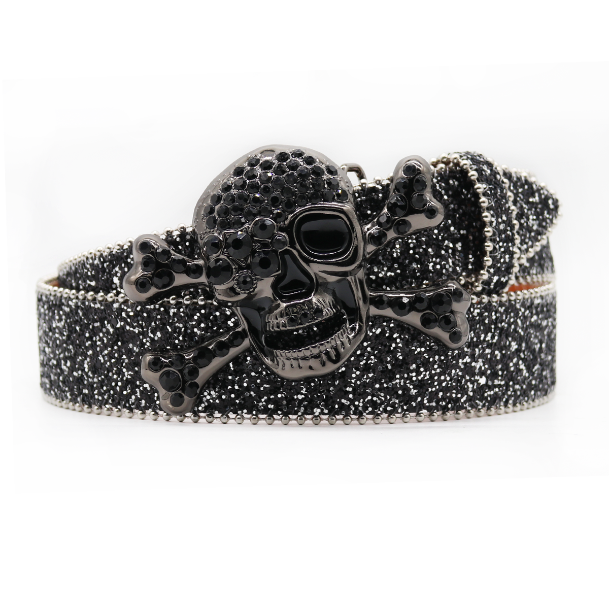 Big Skull Hand Rhinestone Belt Men Shine Rhinestone Belt Hip Hop Punk Personality Trend (Flash Strap)