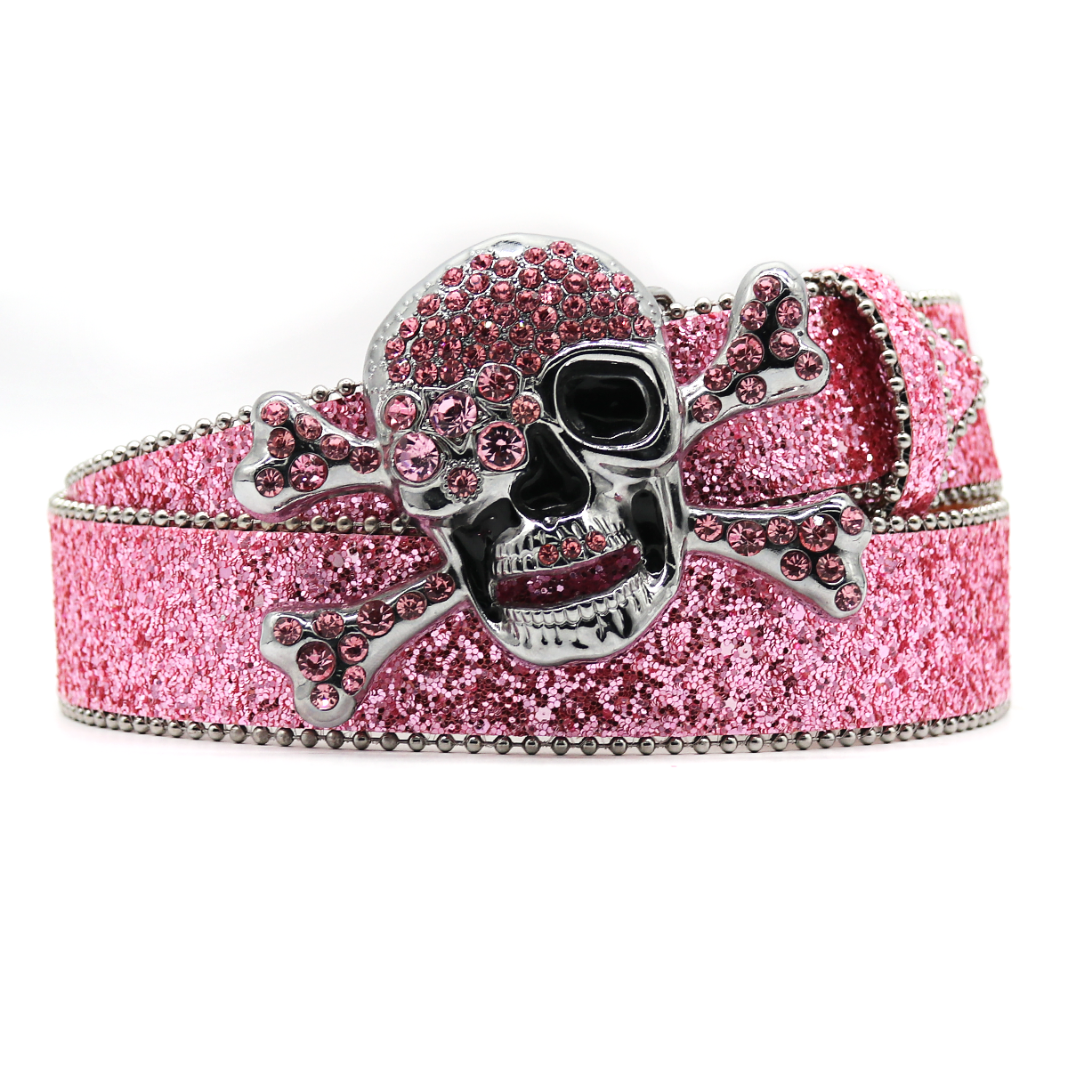 Big Skull Hand Rhinestone Belt Men Shine Rhinestone Belt Hip Hop Punk Personality Trend (Flash Strap)