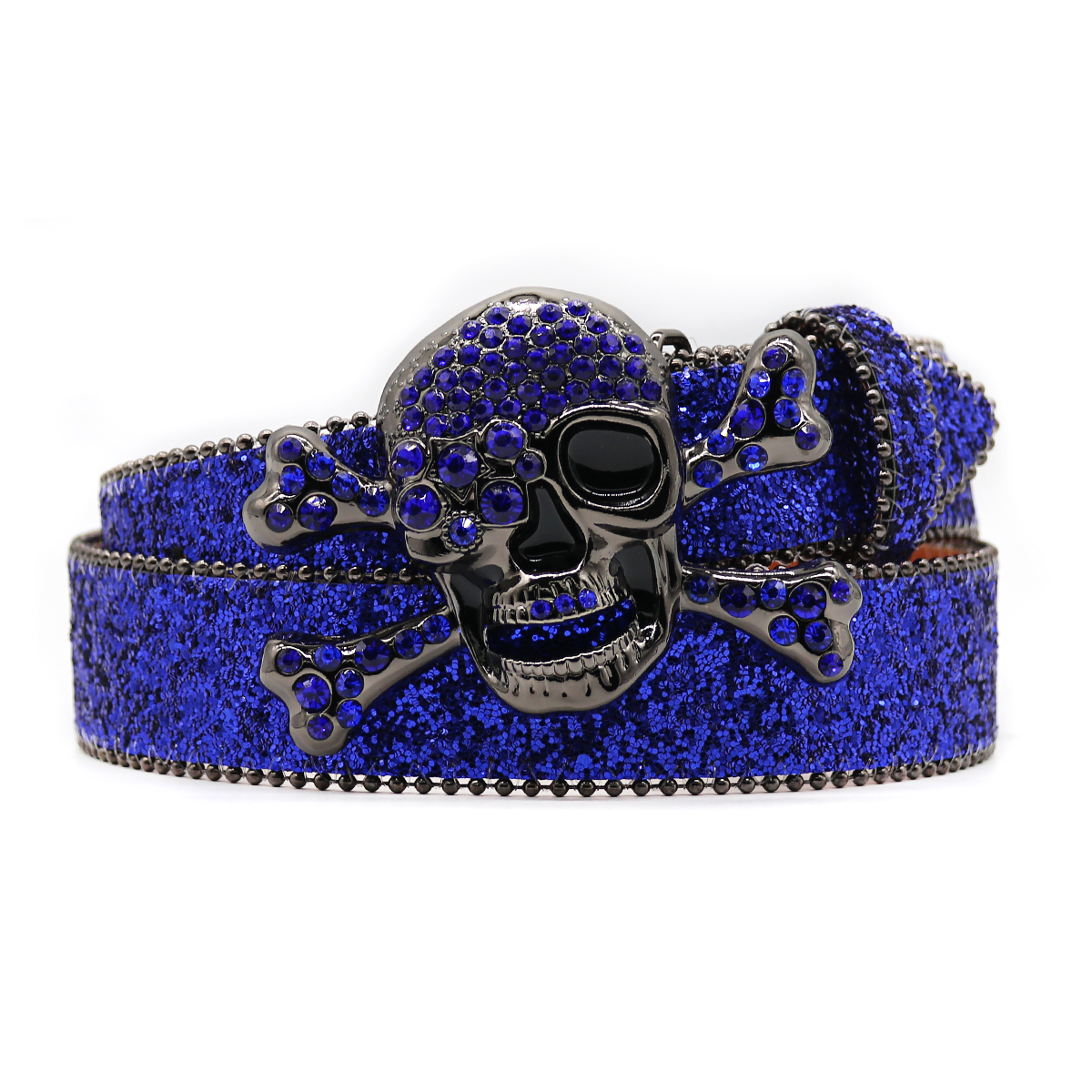 Big Skull Hand Rhinestone Belt Men Shine Rhinestone Belt Hip Hop Punk Personality Trend (Flash Strap)