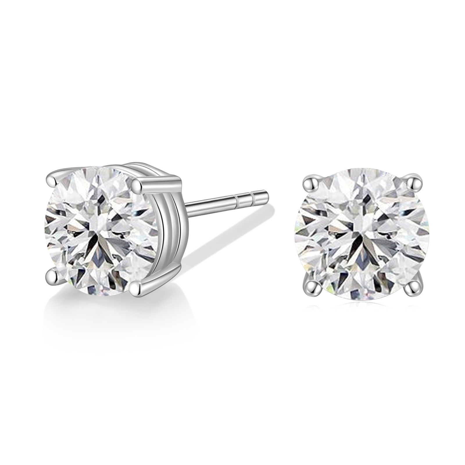 Round Cut 925 Sterling Silver Cubic Zirconia Earrings CZ Earrings Hypoallergenic