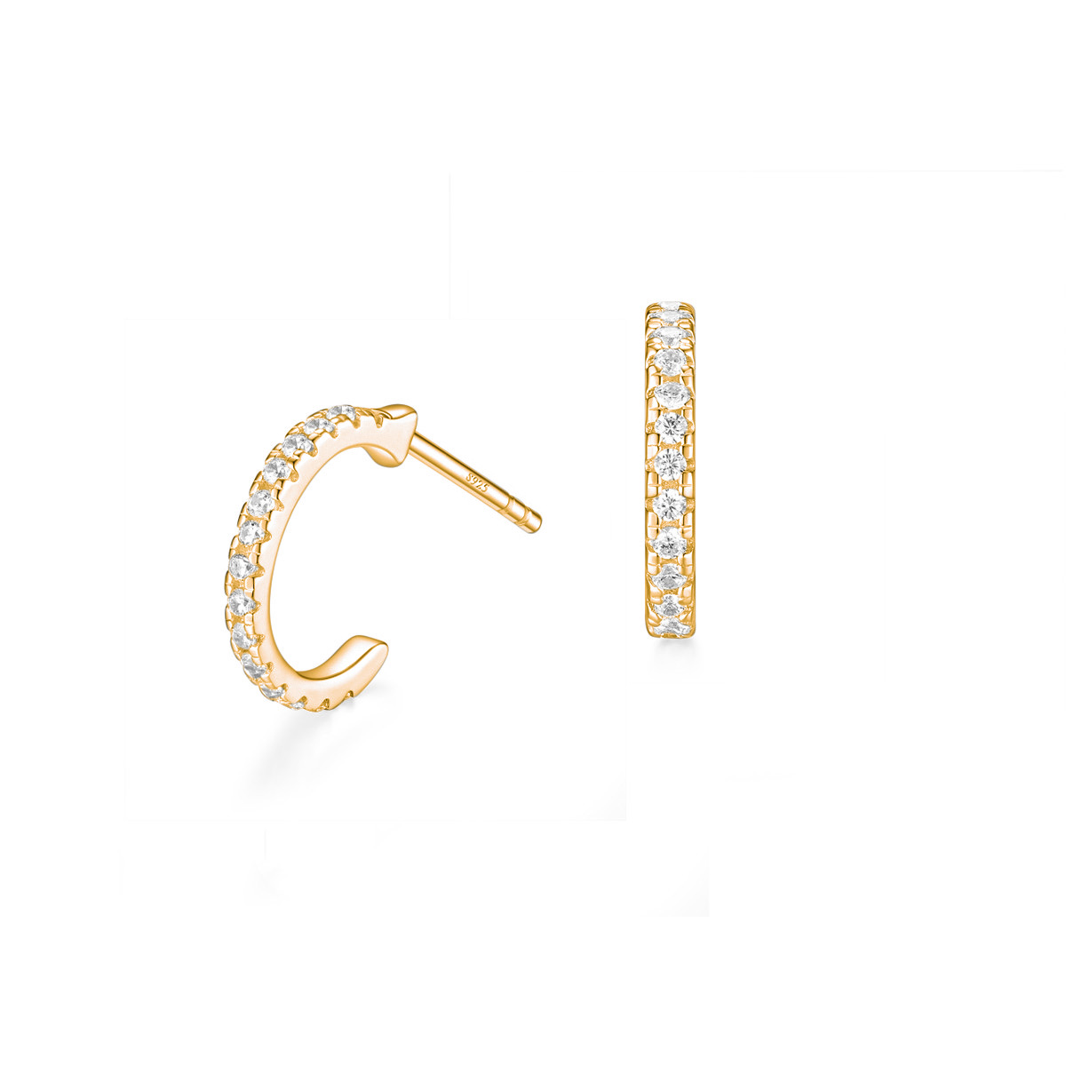 925 Sterling Silver cubic zircon semi-circular ring Earrings
