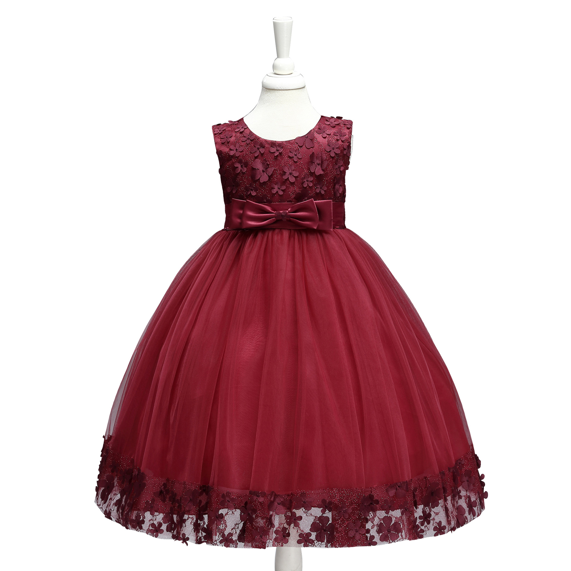 Holiday Big/Little Girl Flower Lace A-line Wedding Party Dress Children's Gala Birthday formal dress