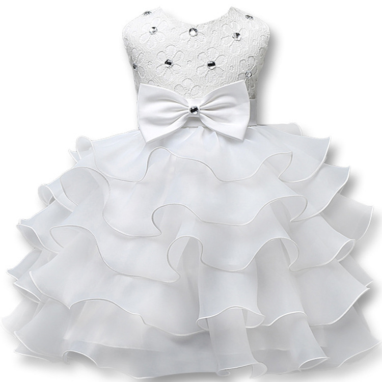 Summer hot girls' dress Beaded Princess Children's Evening Dress Ruffled lace party tulle