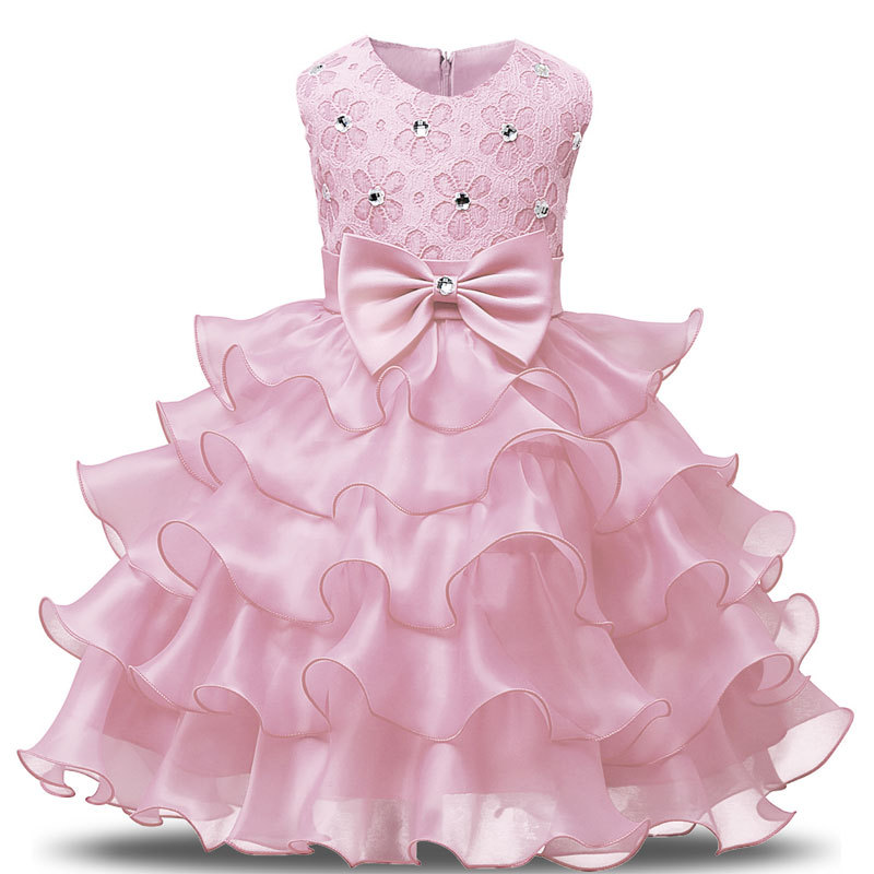 Summer hot girls' dress Beaded Princess Children's Evening Dress Ruffled lace party tulle