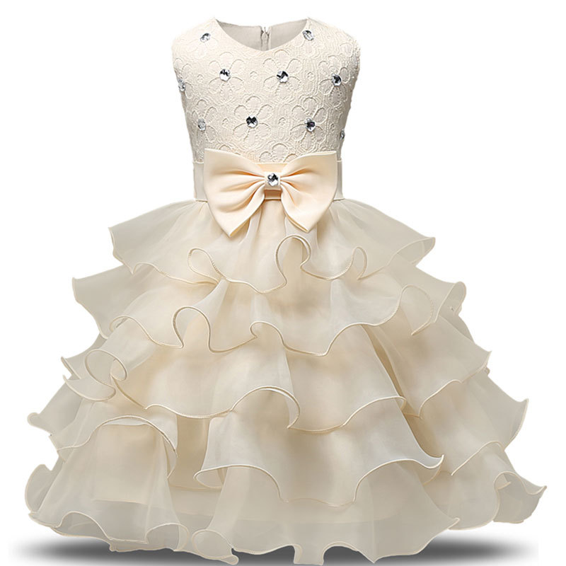 Summer hot girls' dress Beaded Princess Children's Evening Dress Ruffled lace party tulle