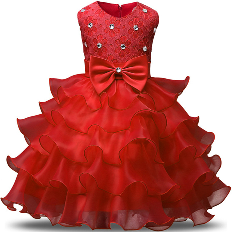 Summer hot girls' dress Beaded Princess Children's Evening Dress Ruffled lace party tulle