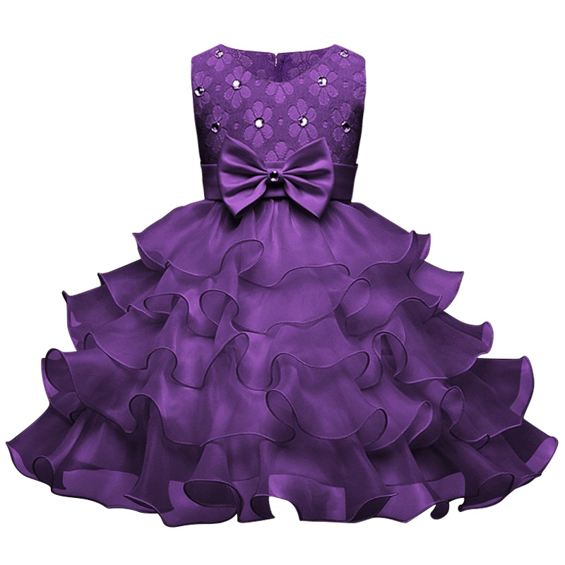 Summer hot girls' dress Beaded Princess Children's Evening Dress Ruffled lace party tulle