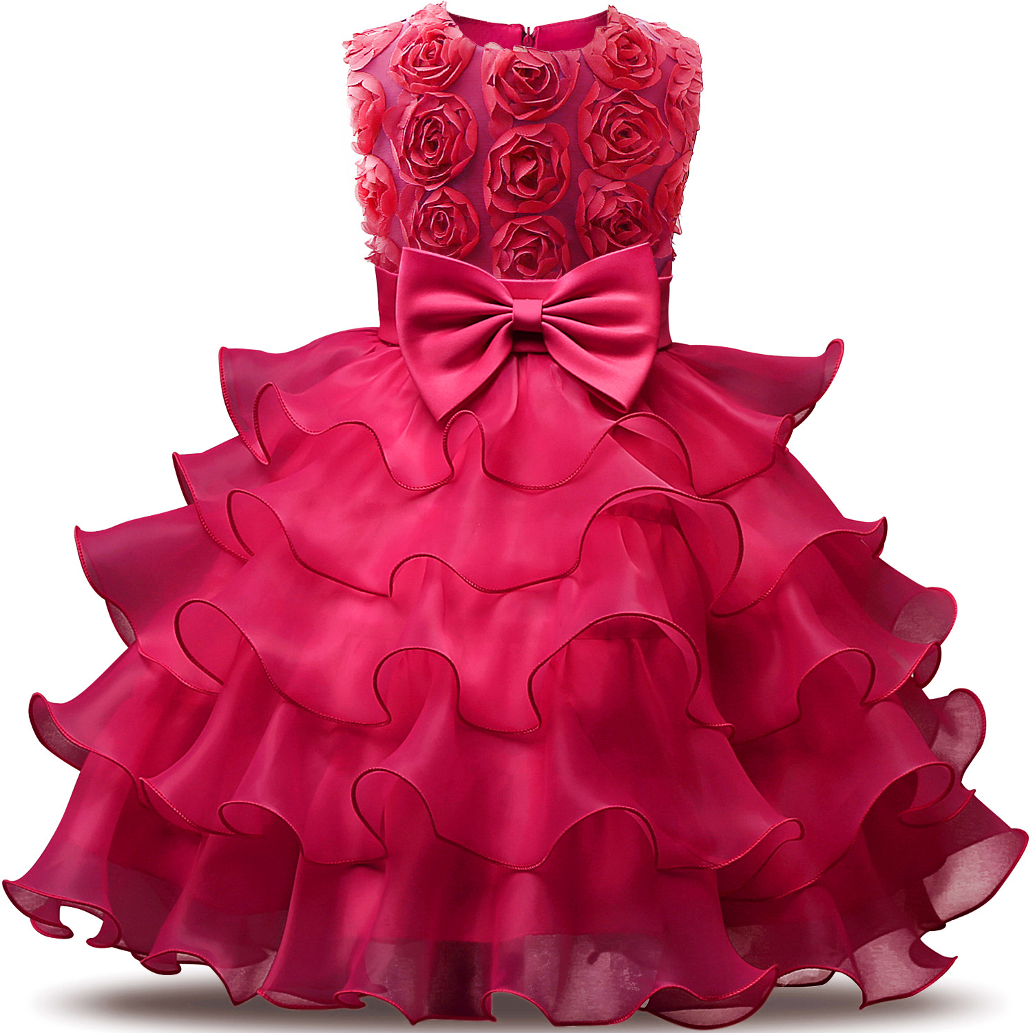 Hot three-dimensional Rose Princess dress multi-layer mesh pompadour skirt Flower child dress lace tutu