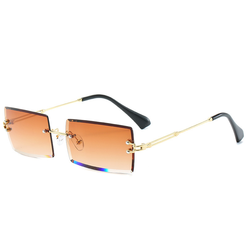 Sunglasses Rimless Square sunglasses with cut edge Fashion small glasses sunglasses