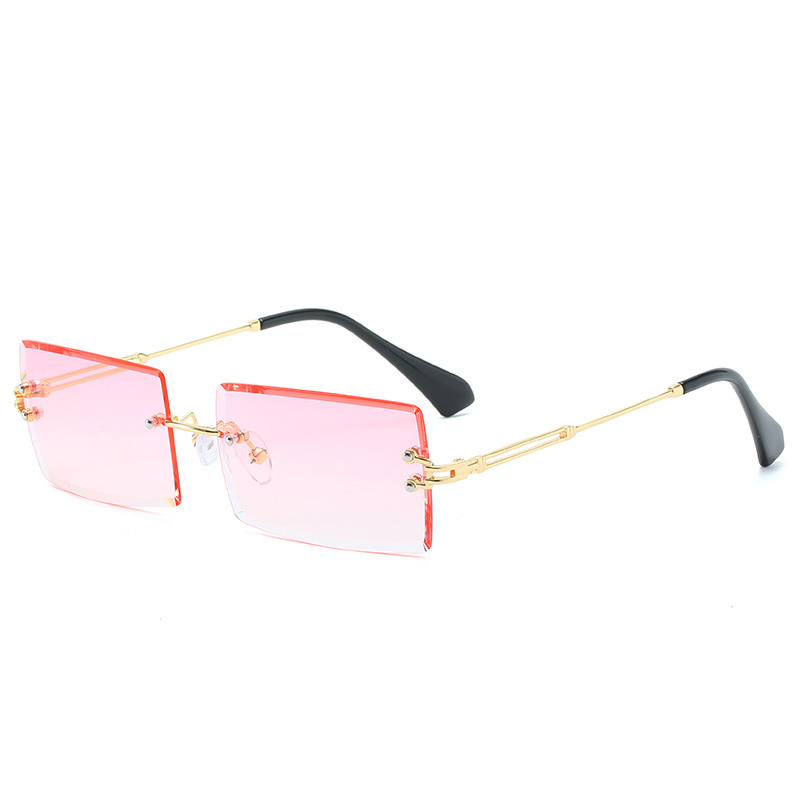 Sunglasses Rimless Square sunglasses with cut edge Fashion small glasses sunglasses