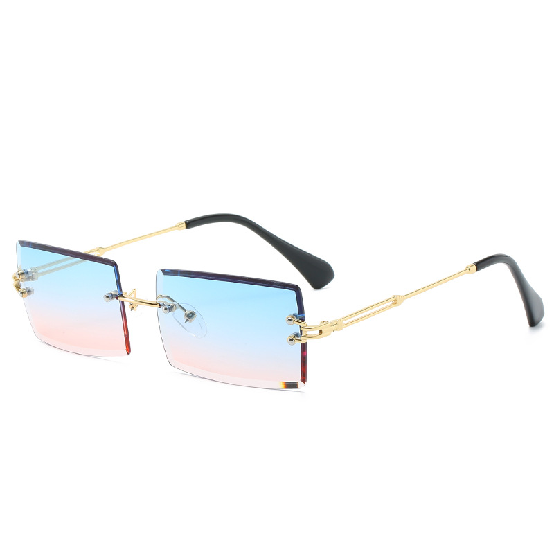 Sunglasses Rimless Square sunglasses with cut edge Fashion small glasses sunglasses
