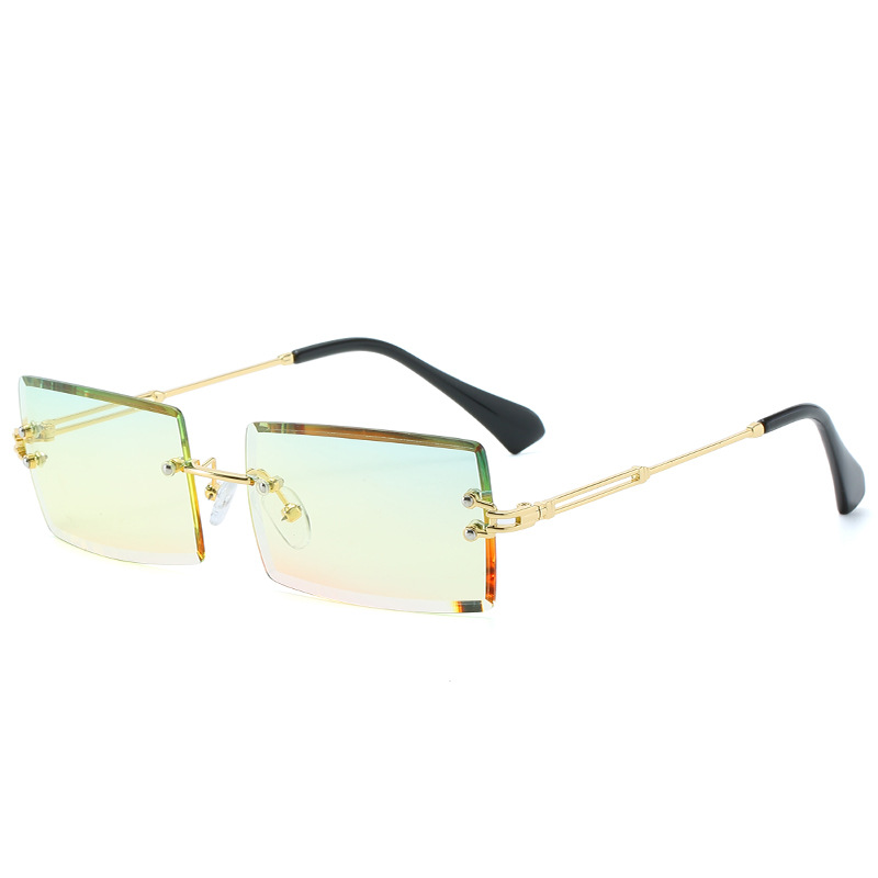 Sunglasses Rimless Square sunglasses with cut edge Fashion small glasses sunglasses