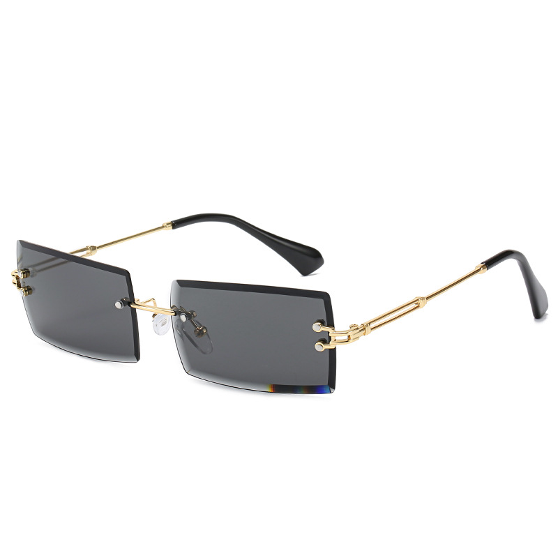 Sunglasses Rimless Square sunglasses with cut edge Fashion small glasses sunglasses