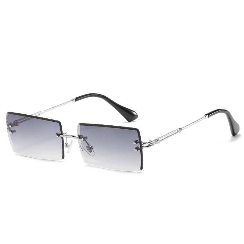 Sunglasses Rimless Square sunglasses with cut edge Fashion small glasses sunglasses