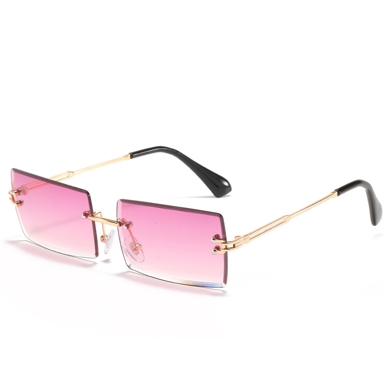 Sunglasses Rimless Square sunglasses with cut edge Fashion small glasses sunglasses