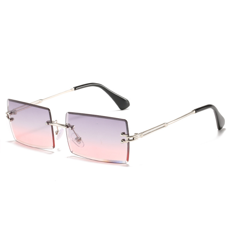 Sunglasses Rimless Square sunglasses with cut edge Fashion small glasses sunglasses