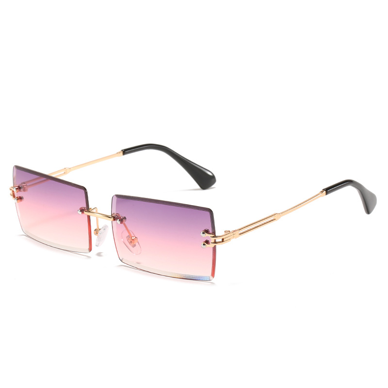 Sunglasses Rimless Square sunglasses with cut edge Fashion small glasses sunglasses